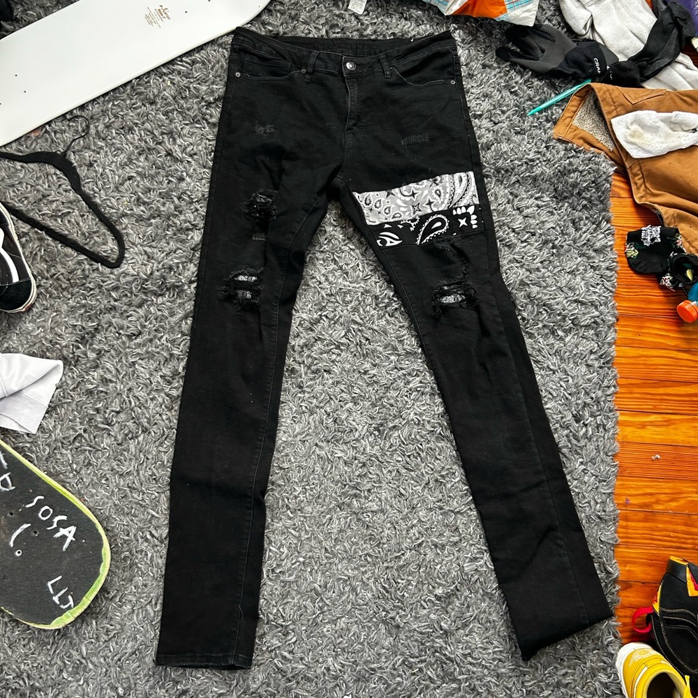 Men's Black Distressed Jeans